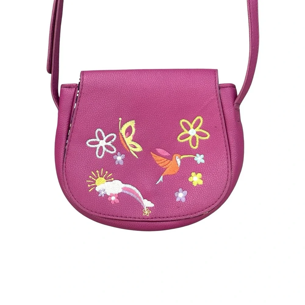 Disney Store Encanto Crossbody Bag Girls Pink Magenta Embroidered Travel Floral